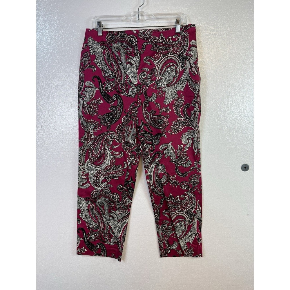 Talbots Petites Dress Pants Womens Size 12P Lavender Paisley 32x26 Casual Boho